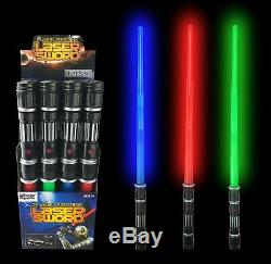 12 Pack LED Laser Swords Expandable Light Sabers Star Wars with FX Sound Party