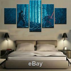 5 Panel Framed Star Wars Light Saber Dual Modern Decor Canvas Wall Art HD Print