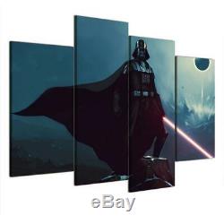 Darth Vader Light Saber Star Wars Movie Framed 4 Piece Canvas Wall Art Painting