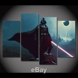 Darth Vader Light Saber Star Wars Movie Framed 4 Piece Canvas Wall Art Painting