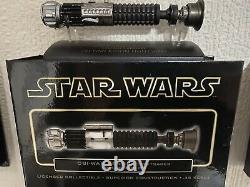 Darth Vader, Obi Wan Kenobi And Yoda Lightsabers And Coins With Promotional Set