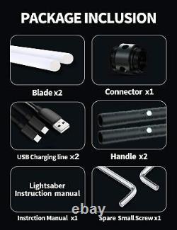 JVMU Lightsaber Rechargeable Cosplay RGB 2 pcs, connectable 2-in-1 Lightsaber 7