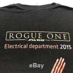STAR WARS Rouge One Cast and Crew Electrical Department 2015 Shirt Light Saber M