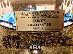Star Wars Luke Skywalker ESB EP. V HOTH Lightsaber With Stand & Plaque Very Cool