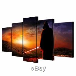 Star Wars Wall Art Print Sunset Mountains Light Saber Canvas Panel Print
