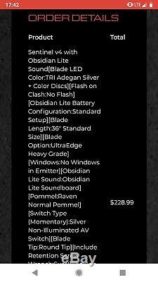 Ultrasabers Lightsaber Sentinel v4 Obsidian Light Sound Adegan Silver Plus