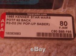Vintage Star Wars 1985 KENNER AFA 80 R2-D2 POP-UP LIGHTSABER POTF Card Back MOC