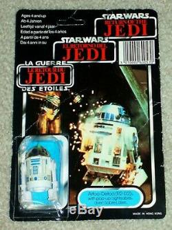 Vintage Star Wars 1985 R2-D2 POP-UP LIGHTSABER TRI-LOGO Card Back MOC AFA IT CLB