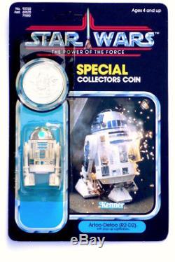Vintage Star Wars Kenner1984 POTF R2-D2 with pop up lightsaber 92 back Unpunched