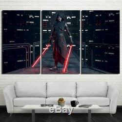 3 Panneaux Star Wars Caractère Double Lumière Sabres Décor Moderne Art Mural Hd Imprimer
