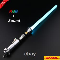 Hot Star Wars Luke Skywalker Lightsaber Silver Metal 12 Couleurs Rgb Light Replica