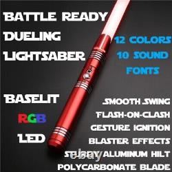 Lightsaber Battle Ready Dueling Saber All Black Handle Lights & Sounds On Impact