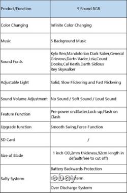 Sabre Starkiller à changement de couleur du sabre laser avec 9 sons RGB multi-sons, Star Wars.