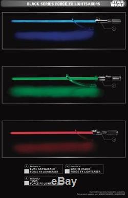 Star Wars - Ensemble De 3 Sabres Laser Vader Force Fx Deluxe De Série Noire Luke Yoda
