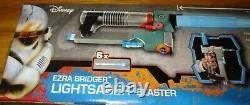 Star Wars Ezra Bridger Lightsaber Blaster Gun Électronique 2 En 1 Sabre Clair Blue