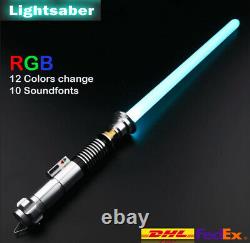 Star Wars Luke Skywalker Lightsaber Rgb 12 Couleurs 10 Soundfont Silver Metal Hilt