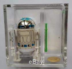 Star Wars Potf R2-d2 Avec Sabot Lumière Pop-up Afa U85 + Or! Presque A U90! Rare Moc